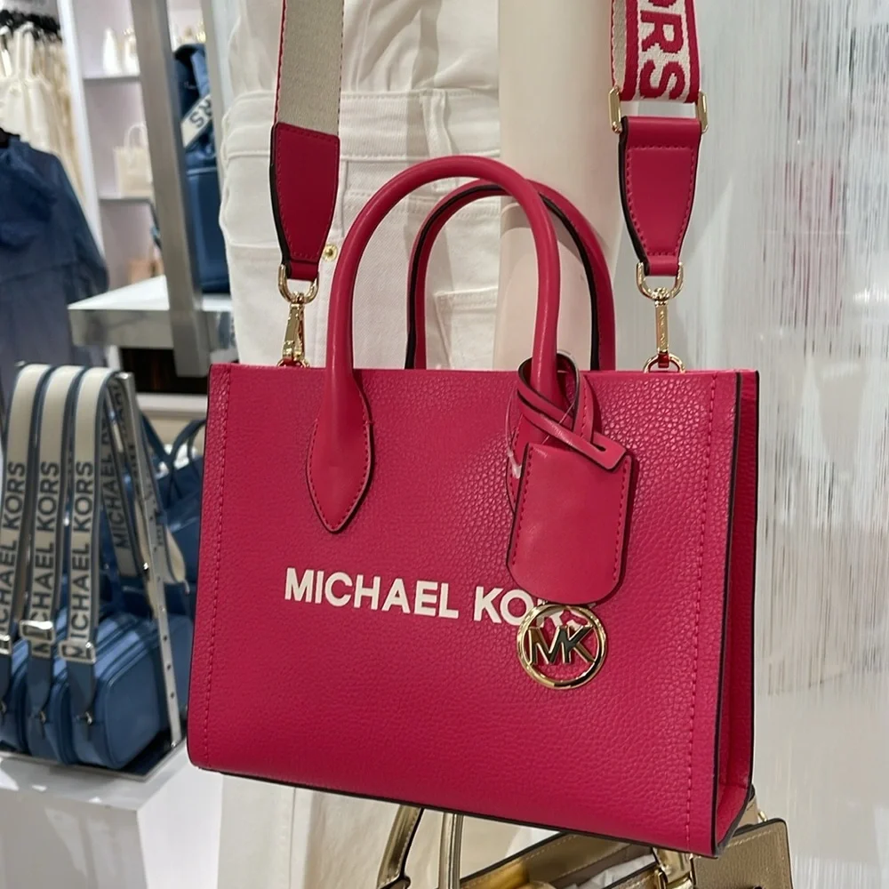 Michael Kors Mirella Small Pebbled Leather Shopper Crossbody XBODY Bag MK NWT